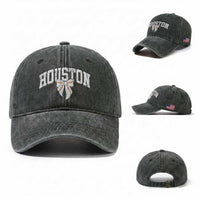 Retro Houston Washed Cotton Baseball Cap Baseball Coquette Bow Varsity Vintage Sports 80s 90s