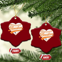 Houston Clutch City Ceramic Ornament Baseball Heart Varsity Script Vintage Sports Fans