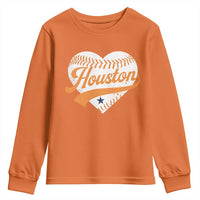Houston Clutch City Youth Sweatshirt Baseball Heart Varsity Script Vintage Sports Fans