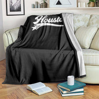 Retro Houston Throw Blanket Varsity Script Vintage Sports Jersey Style 80s 90s