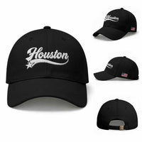 Retro Houston Baseball Cap Varsity Script Vintage Sports Jersey Style 80s 90s