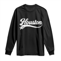 Retro Houston Long Sleeve Shirt Varsity Script Vintage Sports Jersey Style 80s 90s