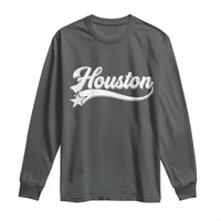 Retro Houston Long Sleeve Shirt Varsity Script Vintage Sports Jersey Style 80s 90s