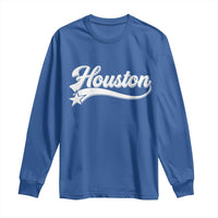 Retro Houston Long Sleeve Shirt Varsity Script Vintage Sports Jersey Style 80s 90s