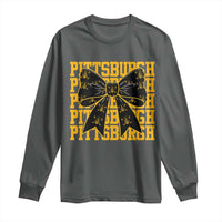 Pittsburgh Coquette Bow Long Sleeve Shirt Retro Sports Style Pirate Skull
