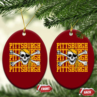 Pittsburgh Lovers Ceramic Ornament Retro Pennsylvania Steel City Pirate Skull