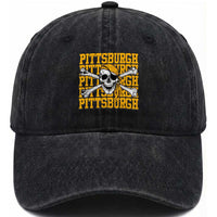 Pittsburgh Lovers Washed Cotton Baseball Cap Retro Pennsylvania Steel City Pirate Skull