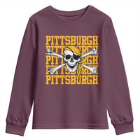 Pittsburgh Lovers Youth Sweatshirt Retro Pennsylvania Steel City Pirate Skull
