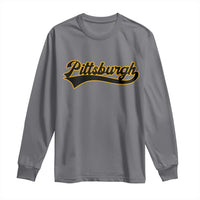 Vintage Pittsburgh Long Sleeve Shirt Varsity Script Retro Sports Jersey Style Baseball Fans