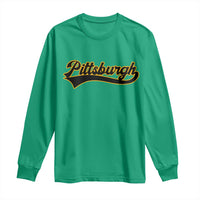 Vintage Pittsburgh Long Sleeve Shirt Varsity Script Retro Sports Jersey Style Baseball Fans