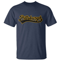 Vintage Pittsburgh T Shirt Varsity Script Retro Sports Jersey Style Baseball Fans