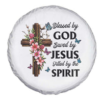 Blessed By God Saved By Jesus Spare Tire Cover Floral Cross Christian Faith Inspirational