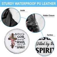 Blessed By God Saved By Jesus Spare Tire Cover Floral Cross Christian Faith Inspirational