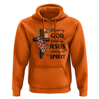 Blessed By God Saved By Jesus Hoodie Floral Cross Christian Faith Inspirational