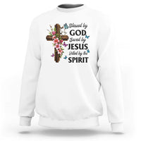 Blessed By God Saved By Jesus Sweatshirt Floral Cross Christian Faith Inspirational