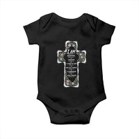 Christian Floral Cross Affirmation Baby Onesie Bible Verse Inspirational Faith Girl Christening Floral