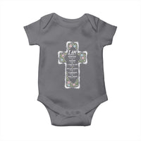 Christian Floral Cross Affirmation Baby Onesie Bible Verse Inspirational Faith Girl Christening Floral