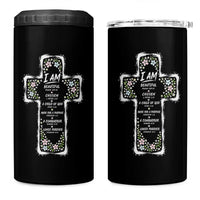 Christian Floral Cross Affirmation 4 in 1 Can Cooler Tumbler Bible Verse Inspirational Faith Girl Christening Floral