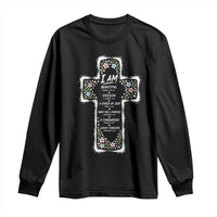 Christian Floral Cross Affirmation Long Sleeve Shirt Bible Verse Inspirational Faith Girl Christening Floral