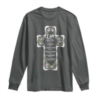 Christian Floral Cross Affirmation Long Sleeve Shirt Bible Verse Inspirational Faith Girl Christening Floral