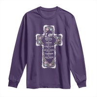 Christian Floral Cross Affirmation Long Sleeve Shirt Bible Verse Inspirational Faith Girl Christening Floral