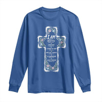 Christian Floral Cross Affirmation Long Sleeve Shirt Bible Verse Inspirational Faith Girl Christening Floral