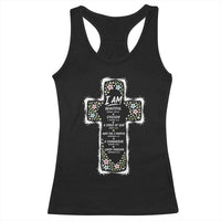 Christian Floral Cross Affirmation Racerback Tank Top Bible Verse Inspirational Faith Girl Christening Floral