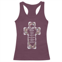 Christian Floral Cross Affirmation Racerback Tank Top Bible Verse Inspirational Faith Girl Christening Floral