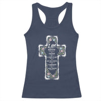 Christian Floral Cross Affirmation Racerback Tank Top Bible Verse Inspirational Faith Girl Christening Floral