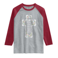 Christian Floral Cross Affirmation Raglan Shirt Bible Verse Inspirational Faith Girl Christening Floral