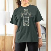 Christian Floral Cross Affirmation T Shirt For Women Bible Verse Inspirational Faith Girl Christening Floral