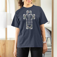 Christian Floral Cross Affirmation T Shirt For Women Bible Verse Inspirational Faith Girl Christening Floral