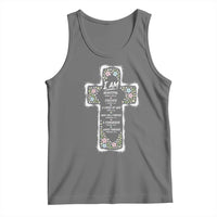 Christian Floral Cross Affirmation Tank Top Bible Verse Inspirational Faith Girl Christening Floral