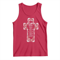 Christian Floral Cross Affirmation Tank Top Bible Verse Inspirational Faith Girl Christening Floral