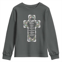Christian Floral Cross Affirmation Youth Sweatshirt Bible Verse Inspirational Faith Girl Christening Floral