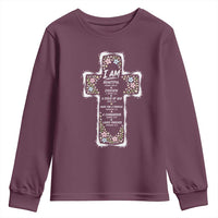 Christian Floral Cross Affirmation Youth Sweatshirt Bible Verse Inspirational Faith Girl Christening Floral