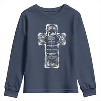 Christian Floral Cross Affirmation Youth Sweatshirt Bible Verse Inspirational Faith Girl Christening Floral