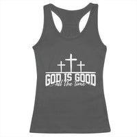God Is Good Racerback Tank Top Jesus Cross Minimal Religious Faith Bible Verse Inspirational
