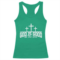 God Is Good Racerback Tank Top Jesus Cross Minimal Religious Faith Bible Verse Inspirational