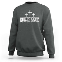 God Is Good Sweatshirt Jesus Cross Minimal Religious Faith Bible Verse Inspirational