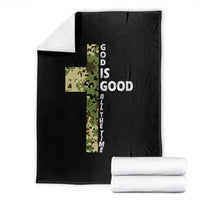 God Is Good Throw Blanket Camo Cross Religious Jesus Faith Bible Verse Inspirational