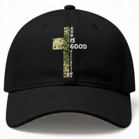 God Is Good Baseball Cap Camo Cross Religious Jesus Faith Bible Verse Inspirational