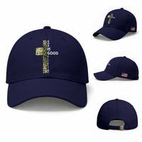 God Is Good Baseball Cap Camo Cross Religious Jesus Faith Bible Verse Inspirational