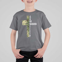 God Is Good T Shirt For Kid Camo Cross Religious Jesus Faith Bible Verse Inspirational