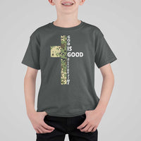 God Is Good T Shirt For Kid Camo Cross Religious Jesus Faith Bible Verse Inspirational
