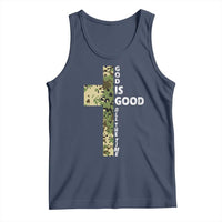 God Is Good Tank Top Camo Cross Religious Jesus Faith Bible Verse Inspirational