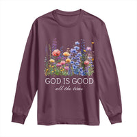 God Is Good Long Sleeve Shirt Wildflower Christian Jesus Graphic Religious Bible Verse
