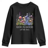 God Is Good Youth Sweatshirt Wildflower Christian Jesus Graphic Religious Bible Verse
