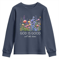 God Is Good Youth Sweatshirt Wildflower Christian Jesus Graphic Religious Bible Verse