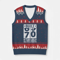 70th Birthday V-Neck Knit Sweater Vest Built 70 Years Ago All Parts Original Gifts